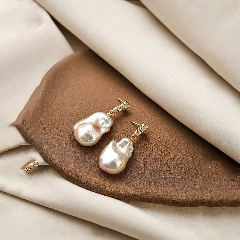 Loxun Baroque Pearl Earrings – 3 Wearable Styles, Fairy Pink Iridescent Glow