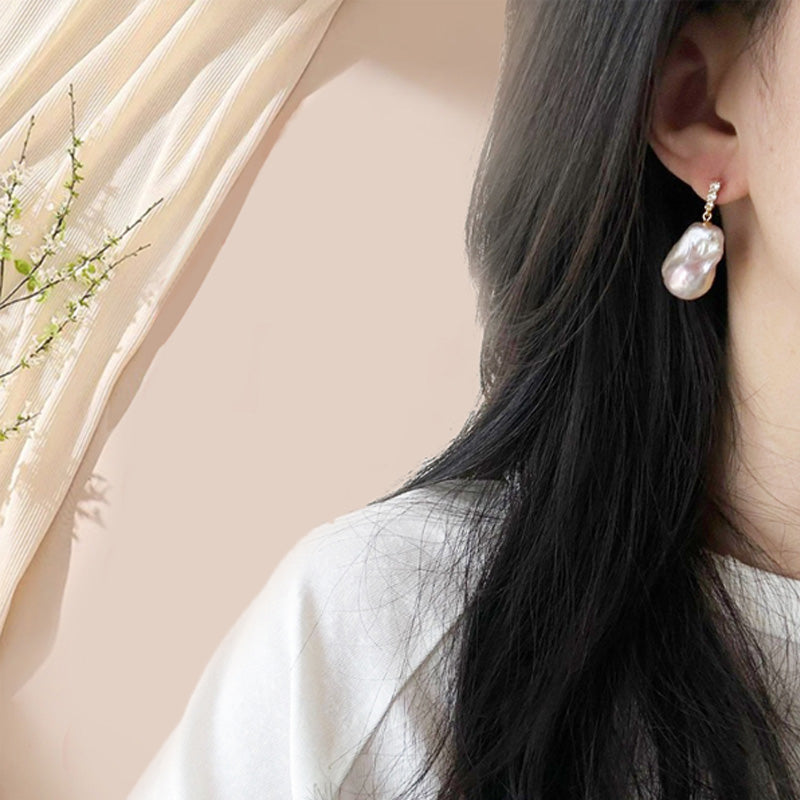 Loxun Baroque Pearl Earrings – 3 Wearable Styles, Fairy Pink Iridescent Glow