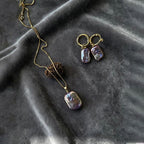 Loxun Baroque Pearl Jewelry Set - 18K Gold Plated Square Pearl Necklace & Earrings - Unique Iridescent Natural Pearl Gift Set for Women