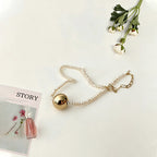 Loxun Gold Ball & Pearl Bracelet - 18K Gold Plated Sterling Silver Natural Freshwater Pearl Adjustable Minimalist Jewelry for Women