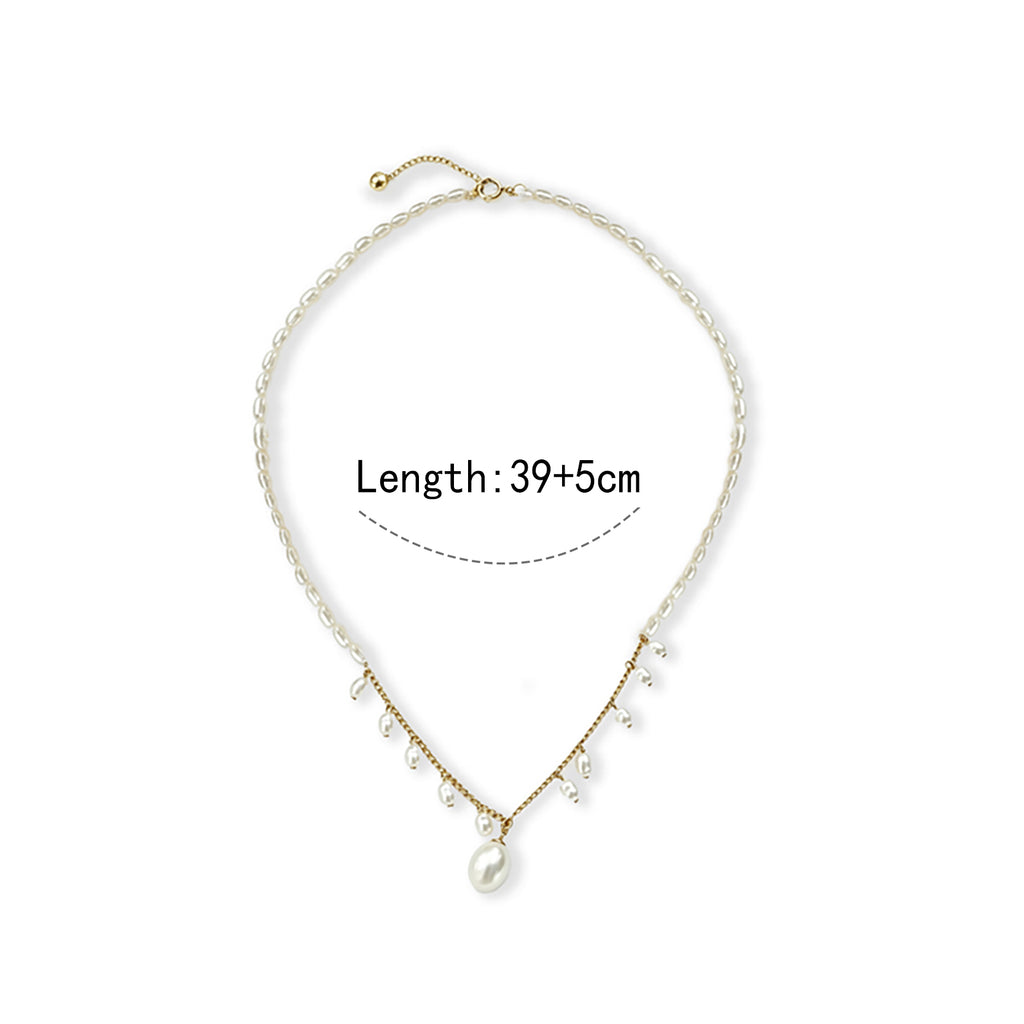 Loxun French Fairy Pearl Choker - Flowing Tassel Pearl Necklace 14K Gold Filled