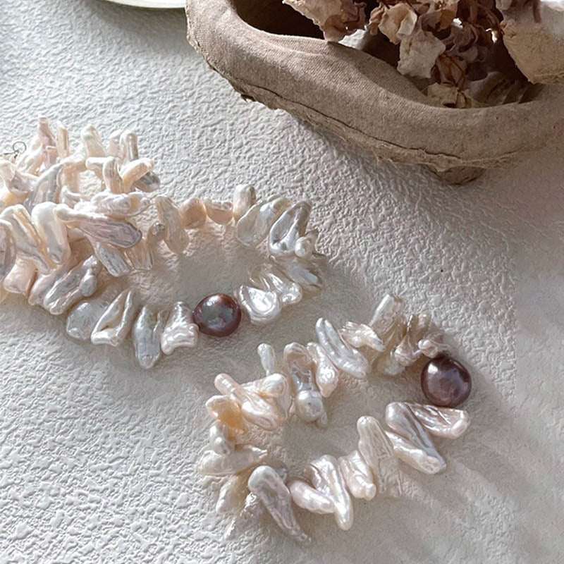 Loxun Sunflower Pearl Set - Baroque Pearl Necklace & Bracelet - Petal-Shaped Floral Vintage Jewelry for Women