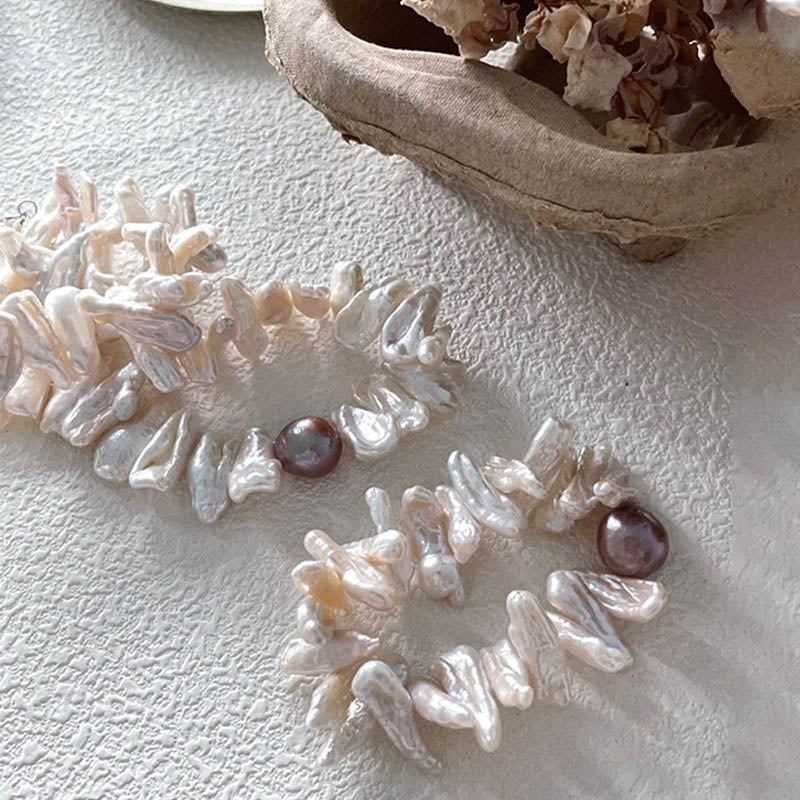 Loxun Sunflower Pearl Set - Baroque Pearl Necklace & Bracelet - Petal-Shaped Floral Vintage Jewelry for Women