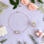 Loxun Pink Fairy Pearl Set - Necklace & Bracelet & Ring - 14K Gold Filled Pink Cord Baroque Pearl Jewelry