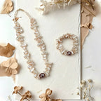 Loxun Sunflower Pearl Set - Baroque Pearl Necklace & Bracelet - Petal-Shaped Floral Vintage Jewelry for Women