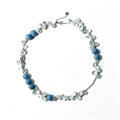 Loxun blue petal stone necklace natural blue stone baroque pearl sterling silver adjustable choker vintage artistic jewelry