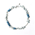 Loxun blue petal stone necklace natural blue stone baroque pearl sterling silver adjustable choker vintage artistic jewelry