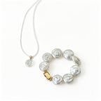 Loxun Roman Holiday pearl set button baroque necklace and bracelet 18k gold plated vintage jewelry