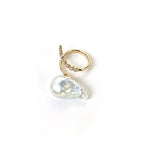 Loxun asymmetrical baroque keshi pearl ring 18k gold plated with micro zircons adjustable open band unique minimalist jewelry