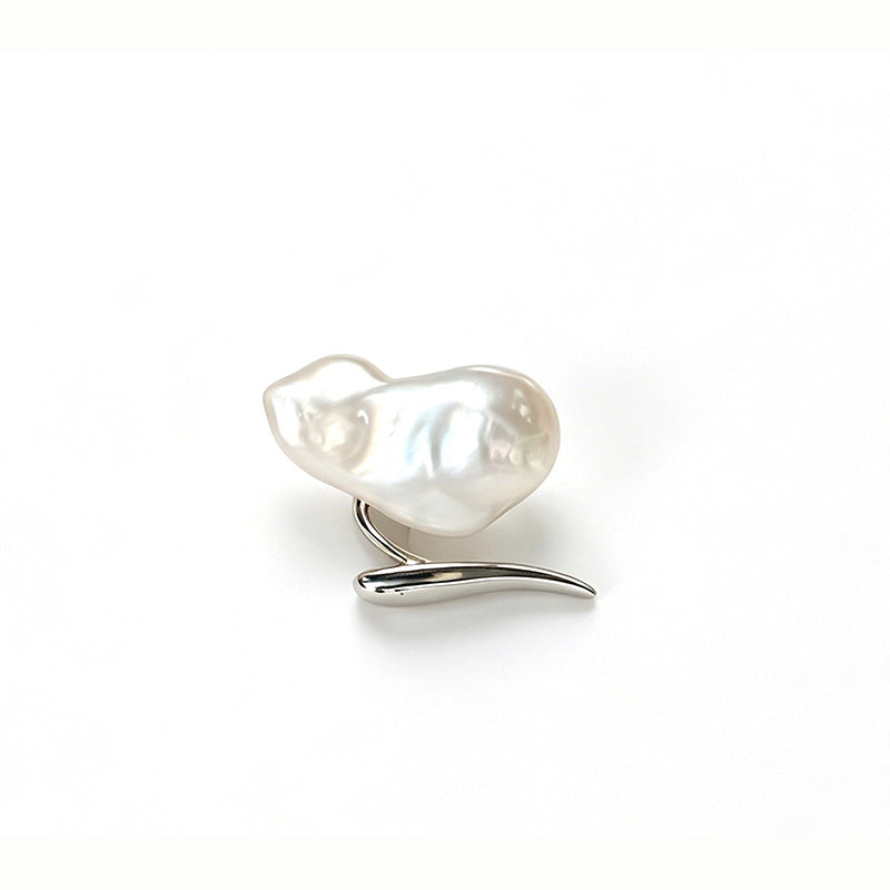Loxun blade open baroque pearl ring natural keshi pearl 925 sterling silver adjustable minimalist Y2K jewelry