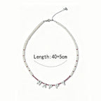 Loxun Custom Happy Necklace - Personalized Letter Pearl & Pink Tourmaline Beaded Necklace - 925 Sterling Silver Adjustable Gift for Her