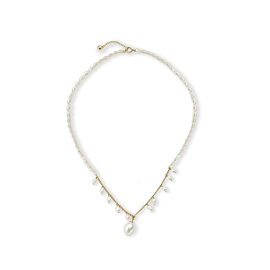 Loxun french fairy pearl choker 14k gold filled tassel necklace natural rice pearls adjustable bridesmaid gift