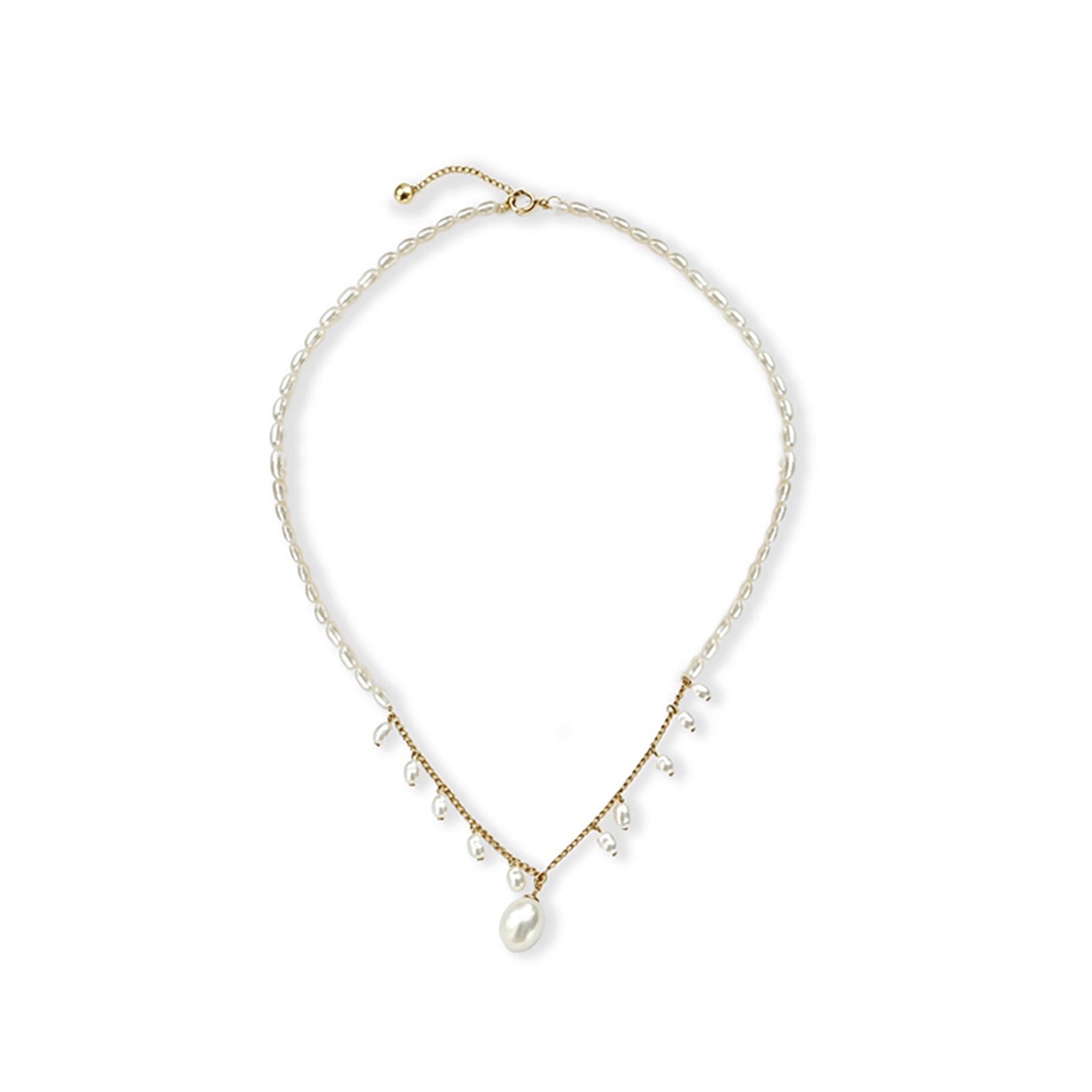 Loxun french fairy pearl choker 14k gold filled tassel necklace natural rice pearls adjustable bridesmaid gift