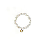 Loxun gardener bracelet hammered gold coin rice pearl strand sterling silver adjustable S/M vintage jewelry