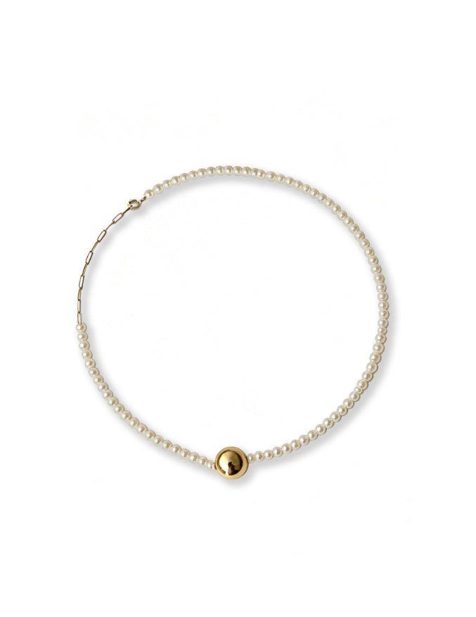 
Loxun gold ball and pearl bracelet 18k gold plated sterling silver natural freshwater pearl adjustable minimalist jewelry