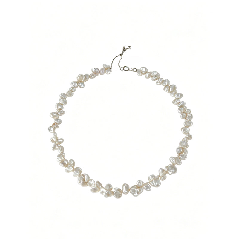 Loxun keshi pearl necklace natural baroque pearl choker 925 sterling silver adjustable French vintage jewelry
