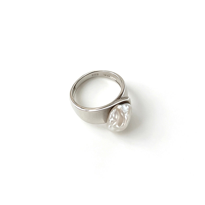 Loxun keshi pearl ring natural pearl 925 sterling silver adjustable unique irregular pearl jewelry for women