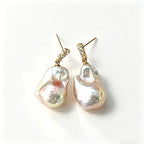 Loxun Baroque Pearl Earrings – 3 Wearable Styles, Fairy Pink Iridescent Glow