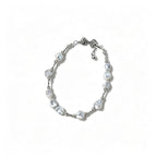 Loxun Hypoallergenic Sterling Silver Necklace & Bracelet Set - Textured Crushed Beads Adjustable Anti-Tarnish Jewelry for Sensitive Skin