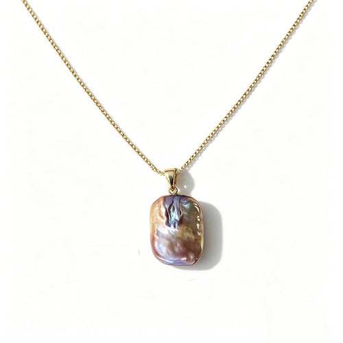 Loxun baroque pearl jewelry set necklace and earrings 18k gold plated square iridescent natural pearl gift set for women